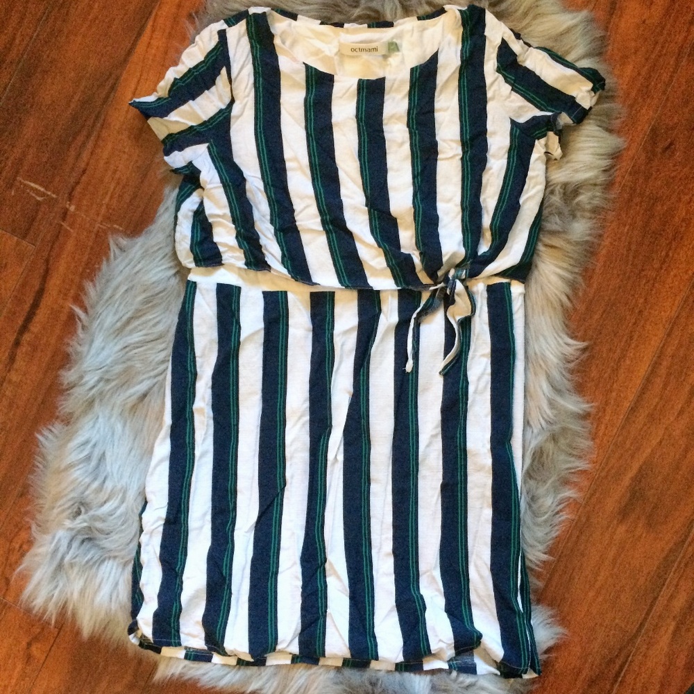 Octmami Navy and White Vertical Striped Dress